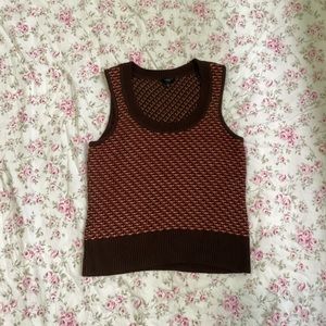 Talbots brown and red warm sweater vest
